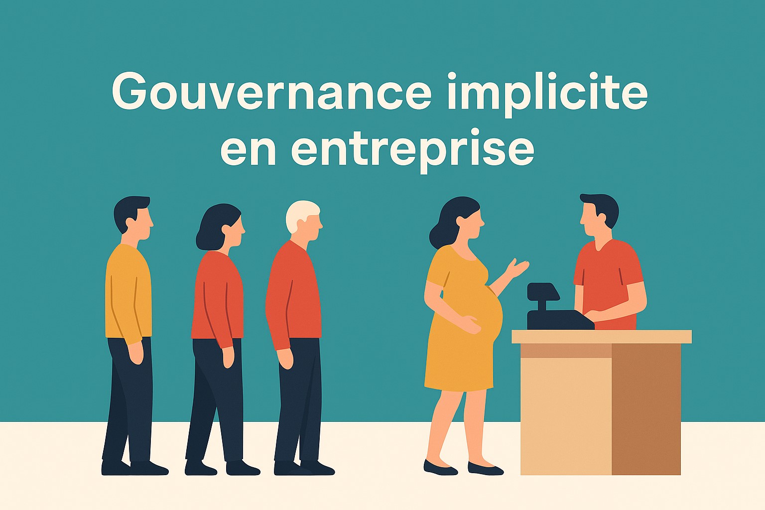 Illustration représentant les mécanismes invisibles de gouvernance implicite et de prise de décision collective en entreprise.