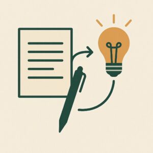 Illustration abstraite de la transformation d’une stratégie en contenus écrits