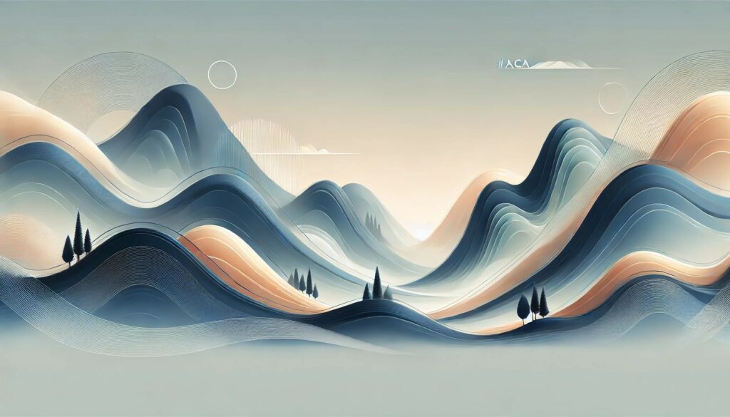 Illustration abstraite de paysages vallonnés, symbolisant la stratégie d’entreprise et la progression des PME