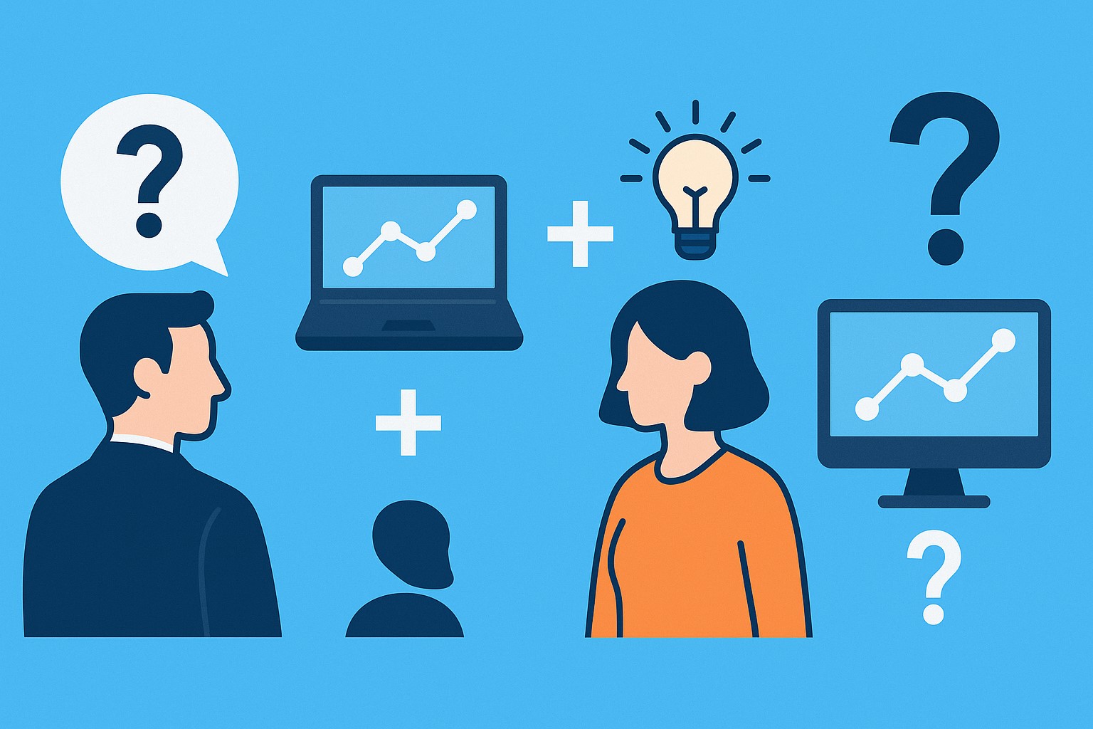 Quatre icônes illustrant différents modèles économiques pour outils digitaux et prestations intellectuelles, avec des symboles de graphique, d’utilisateur et d’ampoule