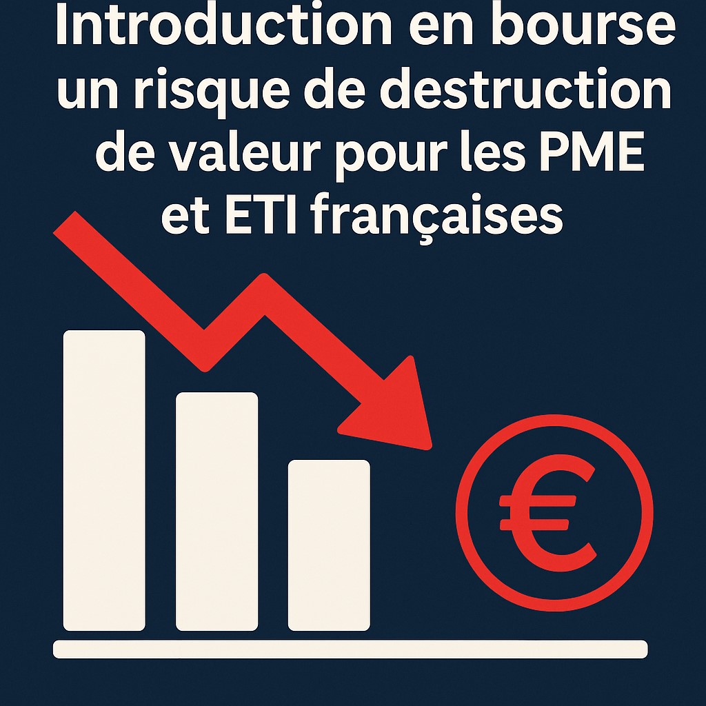 Infographie montrant la perte de valeur des PME et ETI françaises après leur introduction en bourse