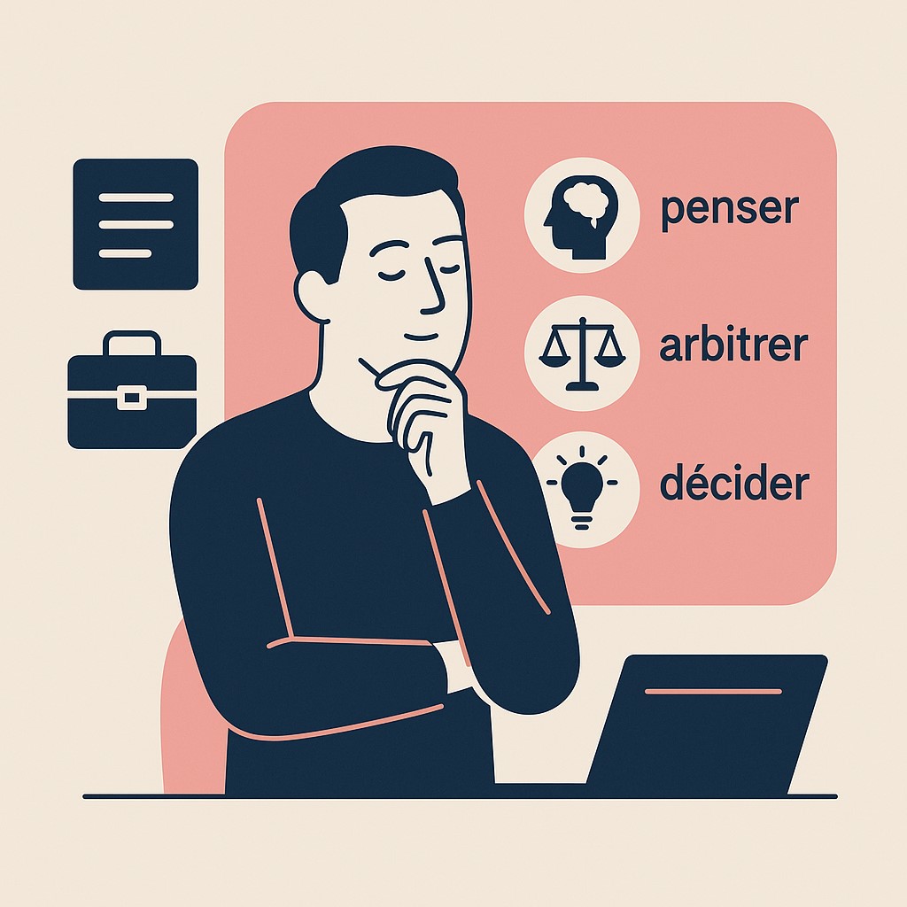 Illustration symbolique représentant l’émergence d’une idée singulière dans un univers normé, évoquant l’indépendance de pensée d’un dirigeant.